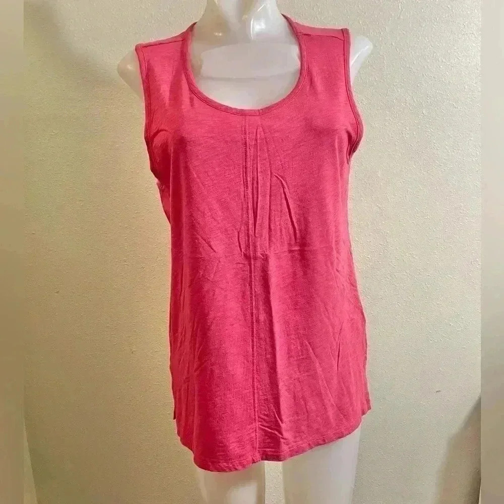 Sigrid Olsen Size M Dark Coral Tank Top Cotton Modal Center Seam Peru Made